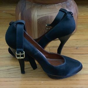 Lanvin black satin pumps